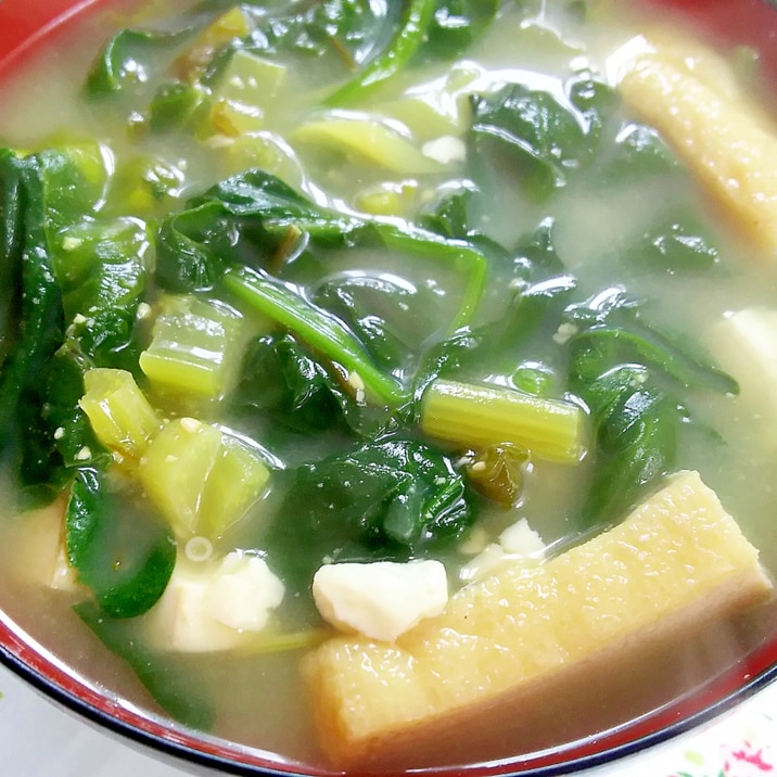 目標1日30品目 ほうれん草 豆腐 油あげお味噌汁 レシピ 作り方 By かっぺ4217 楽天レシピ